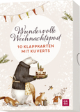 Wundervolle Weihnachtspost: 10 Klappkarten mit Kuverts | Liebevoll illustrierte Grußkarten mit Goldfolie veredelt
