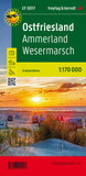 Ostfriesland, Erlebnisführer 1:170.000, freytag & berndt, EF 0017: Ammerland - Wesermarsch, Freizeitkarte mit touristischen Infos auf Rückseite, wetterfest und reißfest.