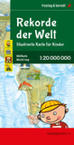 Weltkarte für Kinder, 1:20.000.000, gefaltet, freytag & berndt: 137,5 x 96 cm, Rekorde der Welt, illustrierte Kinderweltkarte