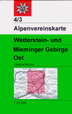 Wetterstein- und Mieminger Gebirge, Ost: Topographische Karte 1:25.000 mit Wegmarkierungen