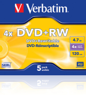 VERBATIM DVD+RW SERL 4.7GB 4x 5er JewelCase VERBATIM DVD+RW SERL 4.7GB 4x 5er JewelCase