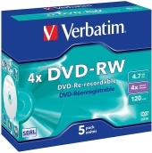 VERBATIM DVD-RW SERL 4.7GB 4x 5er JewelCase VERBATIM DVD-RW SERL 4.7GB 4x 5er JewelCase