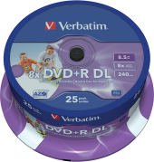 VERBATIM DVD+R DL 8.5GB 8x 25er Spindel bedruckbar VERBATIM DVD+R DL 8.5GB 8x 25er Spindel bedruckbar