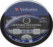 VERBATIM M-DISC Blu-Ray BD-R 25GB 4x 10er Spindel VERBATIM M-DISC Blu-Ray BD-R 25GB 4x 10er Spindel