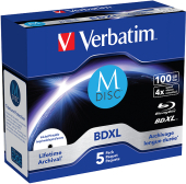 VERBATIM M-DISC Blu-Ray BD-R 100GB 4x 5er JewelCase bedruckbar VERBATIM M-DISC Blu-Ray BD-R 100GB 4x 5er JewelCase bedruckbar