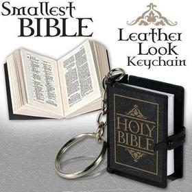 Smallest Bible Keychain Leather Look - Black (Package of 12) Smallest Bible Keychain Leather Look - Black (Package of 12)
