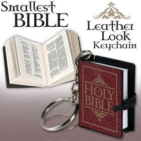 Smallest Bible Keychain Leather Look - Burgundy (Package of 12)