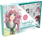 Manga zeichnen Adventskalender - Manga zeichnen lernen in 24 Tagen. Mit Anleitungsbuch, Workbook und Zeichenmaterial: Box (38,5 x 26,5 x 5 cm) mit 24 kleinen Boxen