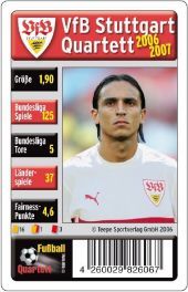 VfB Stuttgart Quartett (Kartenspiel): Saison 2006/2007. Für 2-6 Spieler. Spieldauer: ca. 10-20 Min. VfB Stuttgart Quartett (Kartenspiel): Saison 2006/2007. Für 2-6 Spieler. Spieldauer: ca. 10-20 Min.