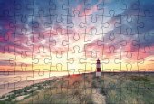 Puzzle-Postkarte Sylt: Motiv Leuchtturm Puzzle-Postkarte Sylt: Motiv Leuchtturm