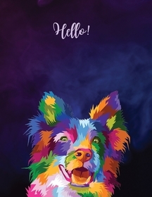 Hello!: College Ruled Paper with a BW dog illustrations on each page, 8.5 x 11- 150 Pages, Perfect for School, Office and Home