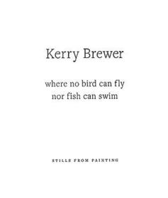 Kerry Brewer: Where No Bird Can Fly Nor Fish Can – Stills from Painting: Stills from Painting