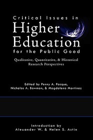 Critical Issues in Higher Education for the Public Good: Qualitative, Quantitative, & Historical Research Perspectives