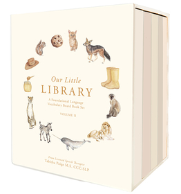 Our Little Library Vol. 2 – A Foundational Language Vocabulary Board Book Set for Babies, Including Ocean Animals, Safari Animals, Food and