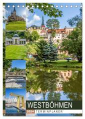 WESTBÖHMEN Terminplaner (Tischkalender 2024 DIN A5 hoch), CALVENDO Monatskalender: Historische Bauwerke und idyllische Orte