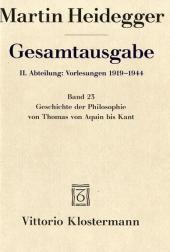 Geschichte der Philosophie von Thomas von Aquin bis Kant. (Wintersemester 1926/27): Marburger Vorlesung, Wintersemester 1926/27