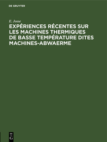 Expériences récentes sur les machines thermiques de basse température dites machines-abwaerme: Zum neuen Lehrplan für Gymnasien