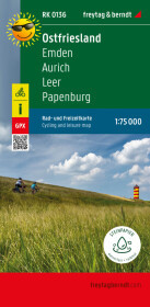 Ostfriesland, Rad- und Freizeitkarte 1:75.000, freytag & berndt, RK 0136: Emden - Aurich - Leer - Papenburg, mit Knotenpunkten, Toureninfos, GPX Tracks, wasserfest und reißfest