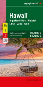 Hawaii, Straßen- und Freizeitkarte 1:100.000 / 1:220.000, freytag & berndt: Big Island - Maui - Molokai - Lanai - Oahu - Kauai