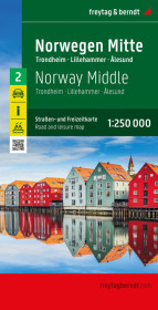 Norwegen Mitte, Straßen- und Freizeitkarte 1:250.000, freytag & berndt: Trondheim - Lillehammer - Ålesund, mit Autofähren
