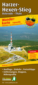 PUBLICPRESS Leporello Wanderkarte Harzer Hexen-Stieg, Osterode - Thale: Mit Ausflugszielen, Einkehr- & Freizeittipps. Wetterfest, reissfest, abwischbar. GPS-genau