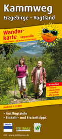 PublicPress Leporello Wanderkarte Kammweg Erzgebirge - Vogtland: Mit Ausflugszielen, Einkehr- & Freizeittipps, wetterfest, reißfest, abwischbar, GPS-genau. 1:25000