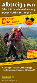 PublicPress Leporello Wanderkarte Albsteig (HW1), Schwäbische Alb-Nordrandweg, Donauwörth - Tuttlingen: Mit Ausflugszielen, Einkehr- & Freizeittipps, wetterfest, reißfest, abwischbar, GPS-genau. 1:35000