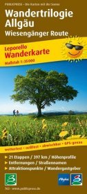 PublicPress Wanderkarte Wandertrilogie Allgäu - Wiesengänger Route: Leporello Wanderkarte mit Ausflugszielen, Einkehr-& Freizeittipps, wetterfest, reißfest, abwischbar, GPS-genau. 1:35000. 21 Etappen, 397 km, Höhenprofile, Entfernungen, Straßennamen, Attraktionspunkte, Wandergastgeber