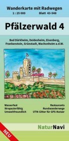 NaturNavi Wanderkarte mit Radwegen Pfälzerwald. Tl.4: Wanderkarte mit Radwegen, Blatt 43-548, 1 : 25 000, Bad Dürkheim, Deidesheim, Eisenberg, Frankenstein, Grünstadt, Wachenheim a.d.W.