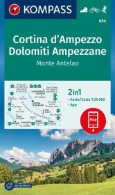 KOMPASS Wanderkarte 654 Cortina d'Ampezzo, Dolomiti Ampezzane, Monte Antelao 1:25.000: markierte Wanderwege, Hütten, Fahrradwege, inklusive Karte zur offline Verwendung in der KOMPASS-App